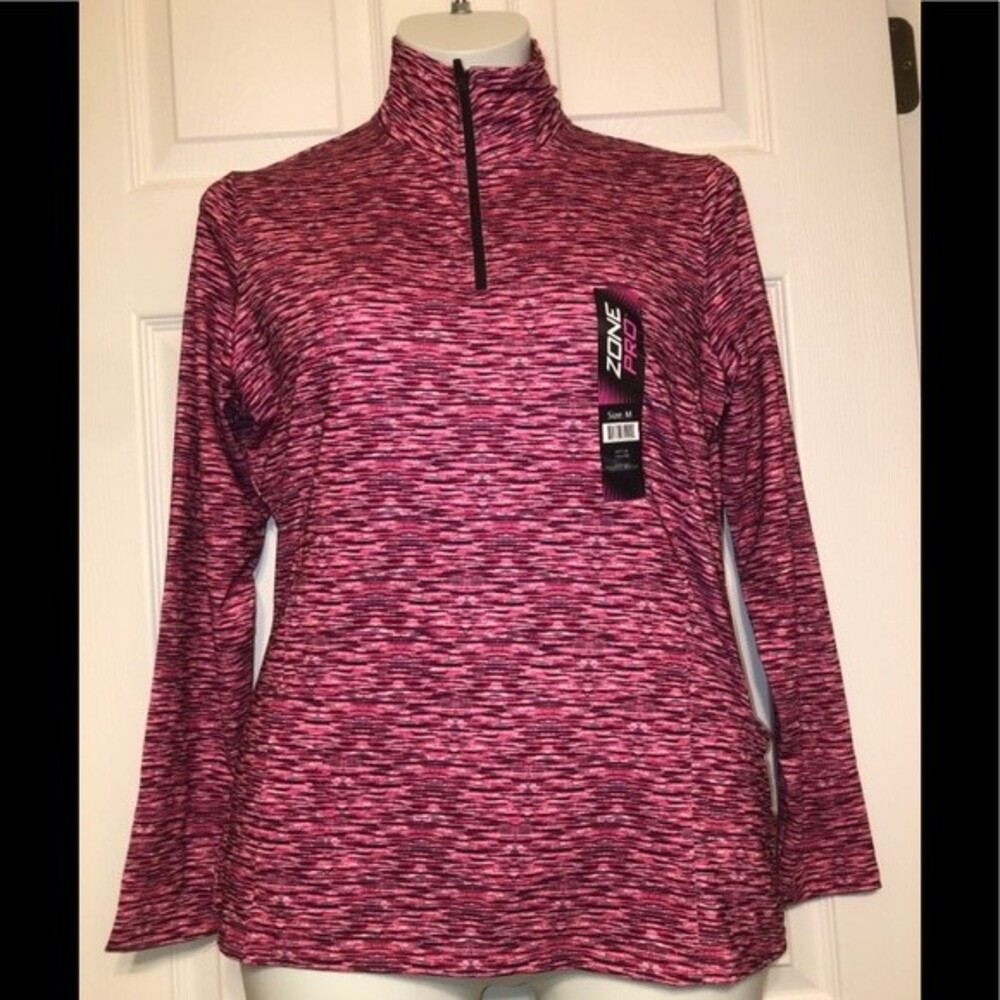 Zone Pro 1/2 Zip Jacket Sz M Womens Active Pullover Pink Spacedye NEW NWT